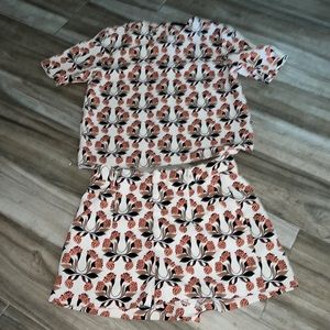 Zara 70's floral 2 piece short set size medium